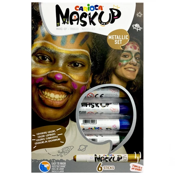 Carioca 6 Gr. 6 Renk Metalik Yüz Boyası 43155 ürün görseli 1