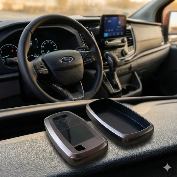 Ford Custom Uyumlu Smart 3 Buton Silikon Oto Anahtar Kumanda Kabı Kılıf Gri ürün görseli 1
