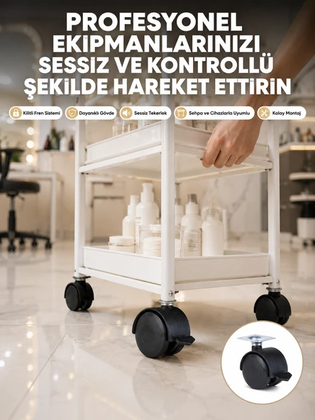 Zemin Korumalı Kilitli Ayak Tekerlek Seti 6 cm ürün görseli 1