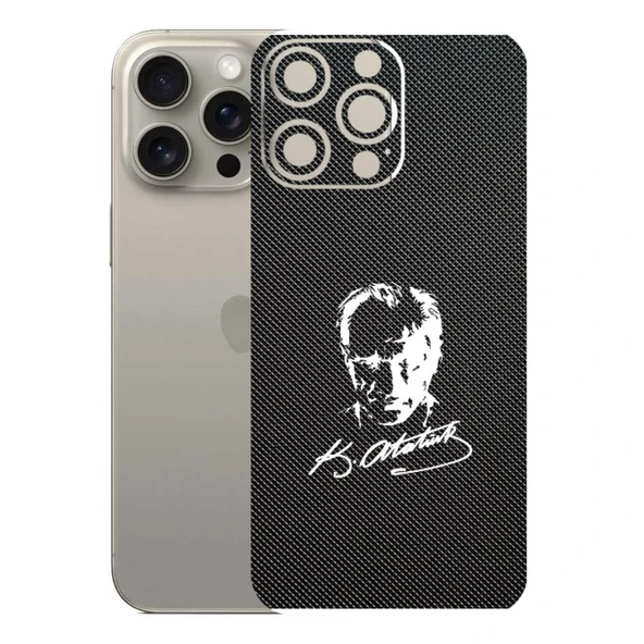 Kapps Iphone 15 Pro Max ile Uyumlu Bumper Serisi Premium Arka Kapak Kaplama(Kenarlar Yoktur!)  Atatürk İmzalı Siyah ürün görseli 1