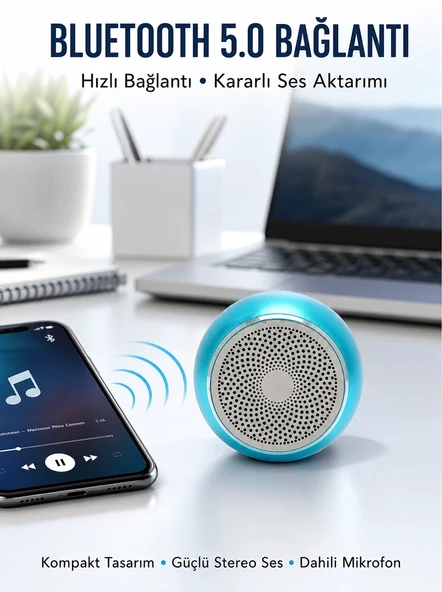 Mey İthalat® Taşınabilir Küçük Hoparlör – Otomatik Bağlantı ve Eller Serbest Mikrofon Yeni Nesil ürün görseli 1