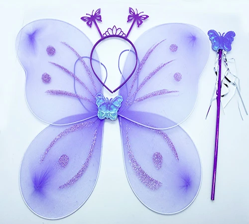 Lila Mor Kız Seti – 50 cm Kanadı, Taç ve Asa ürün görseli 1