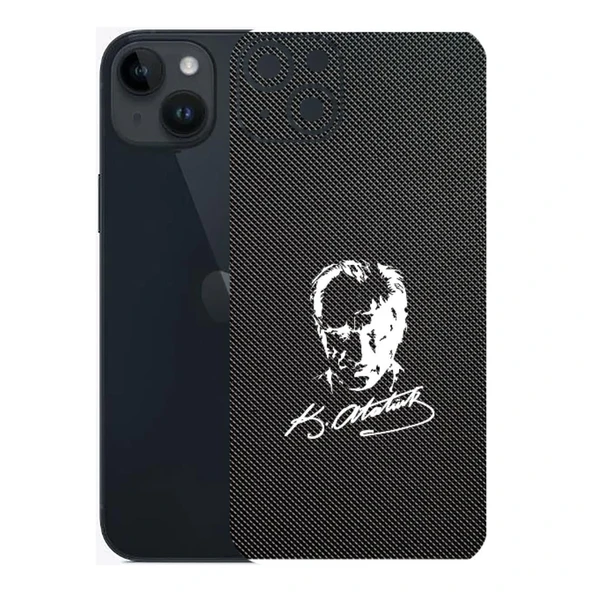 Kapps Iphone 14 Plus ile Uyumlu Bumper Serisi Arka Kapak Kaplama(Kenarlar Yoktur!)  Atatürk İmzalı Siyah ürün görseli 1