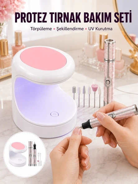 Mey İthalat® 20.000 RPM Tırnak Matkabı + Mini LED Oje Kurutma Cihazı Seti Yeni Nesil ürün görseli 1