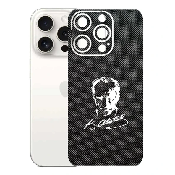 Kapps Iphone 15 Pro ile Uyumlu Bumper Serisi Premium Arka Kapak Kaplama(Kenarlar Yoktur!)  Atatürk İmzalı Siyah ürün görseli 1