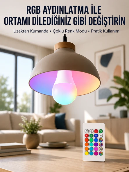 Ambiyans Aydınlatma RGB Led Lamba Kumandalı Renk Değiştirebilen ürün görseli 1