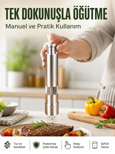 Orta Boy Kararbiber ve Tuz Öğütücü – Kolay Kullanım, Şık Tasarım Yeni Nesil ürün görseli 1