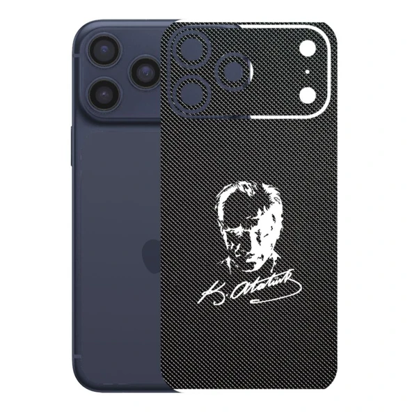 Kapps Iphone 17 Pro Max ile Uyumlu Bumper Serisi Premium Arka Kapak Kaplama(Kenarlar Yoktur!)  Atatürk İmzalı Siyah ürün görseli 1