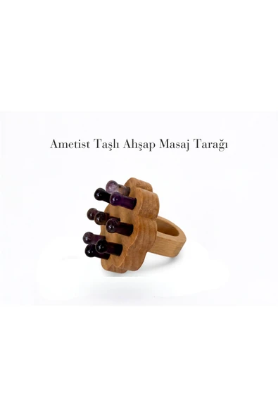 Ametist Taşlı Ahşap Masaj Tarağı ürün görseli 1