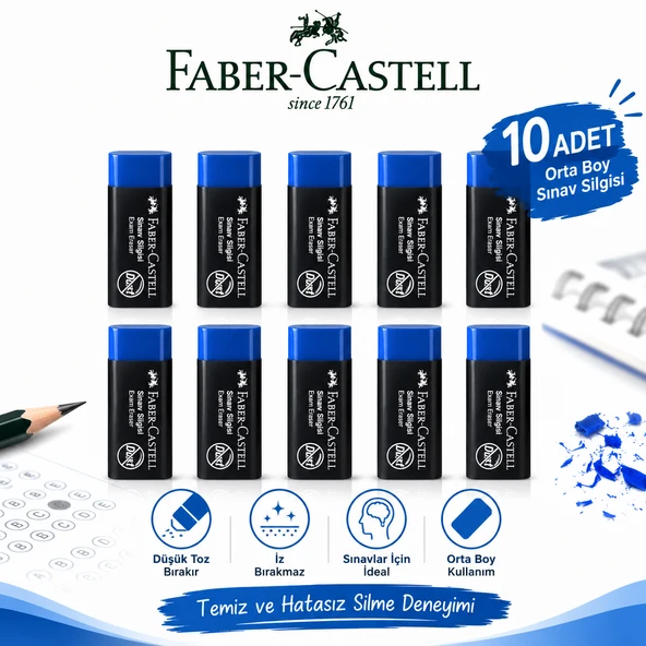 Orta Boy Sınav Silgisi 10 Adet Yumuşak Silgi Faber-Castell ürün görseli 1