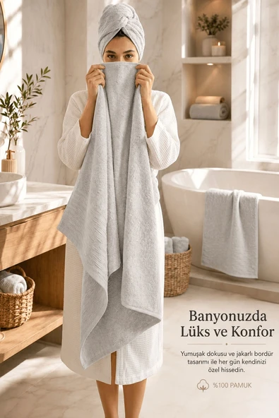 2 Parça Banyo Havlu Seti %100 Pamuk 90x150 + 50x90 Cm Elora Collection ürün görseli 1