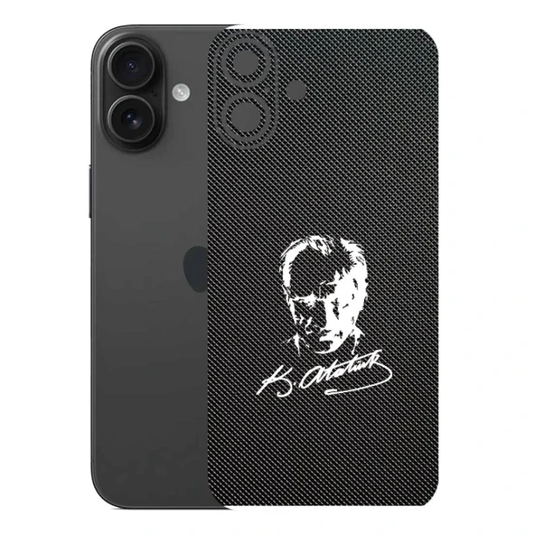 Kapps Iphone 16 Plus ile Uyumlu Bumper Serisi Premium Arka Kapak Kaplama(Kenarlar Yoktur!)  Atatürk İmzalı Siyah ürün görseli 1