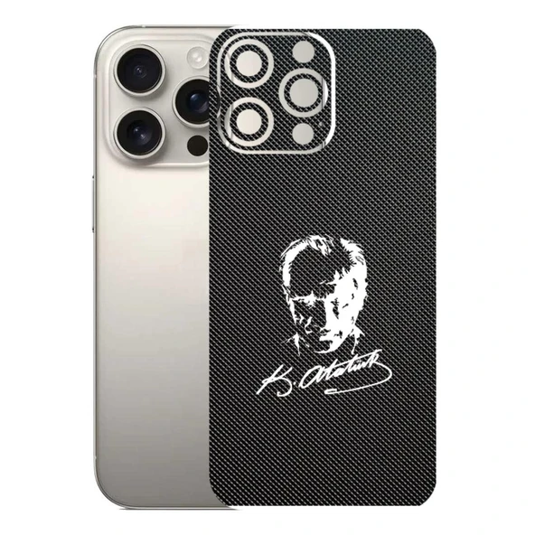 Kapps Iphone 16 Pro Max ile Uyumlu Bumper Serisi Premium Arka Kapak Kaplama(Kenarlar Yoktur!)  Atatürk İmzalı Siyah ürün görseli 1