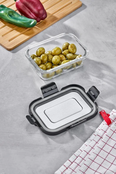 Cooker 370 ml Paslanmaz Çelik Kapaklı Cam Saklama Kabı CKR3486 ürün görseli 1
