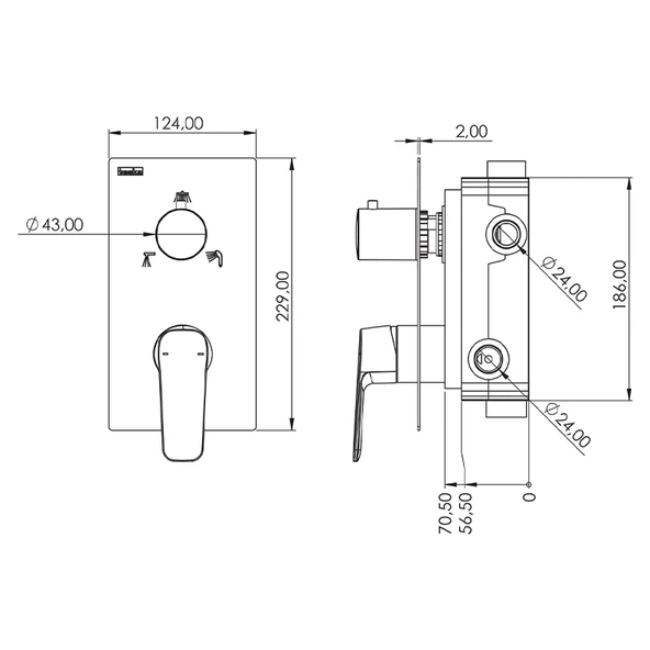 Ciera Pro 3 Yönlü Banyo Panel+Batarya Kare-Krom - Resim 2