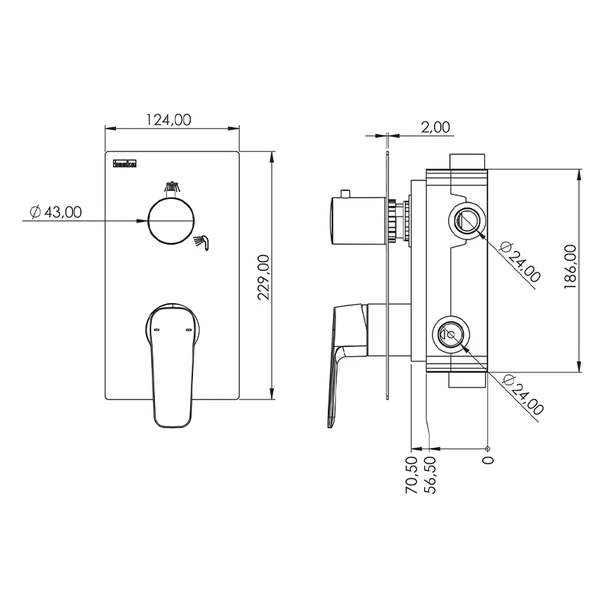 Ciera Pro 2 Yönlü Banyo Panel+Batarya Kare-Krom - Resim 2