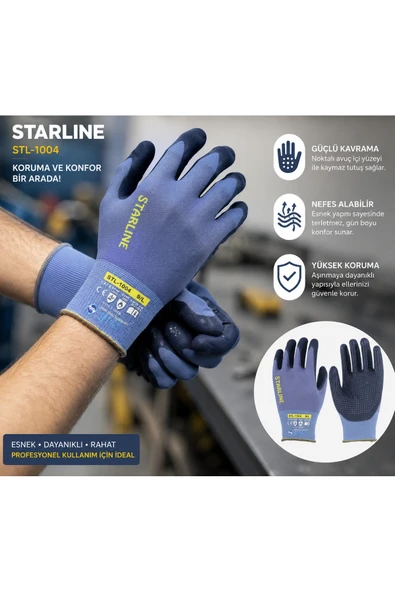 Starline STL-1004 Nokta PVC Kaplı İş Eldiveni 8/M – Kaymaz Tutuş, Esnek ve Dayanıklı – 12 Çift ürün görseli 1