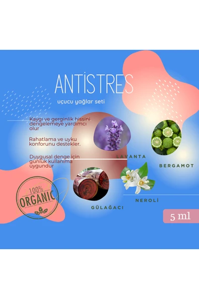 Antistres Mix – Aromatik Yağ Seti (4’lü) | Lavanta – Bergamot – Gülağacı – Neroli ürün görseli 1