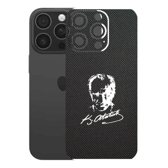 Kapps Iphone 16 Pro ile Uyumlu Bumper Serisi Premium Arka Kapak Kaplama(Kenarlar Yoktur!)  Atatürk İmzalı Siyah ürün görseli 1
