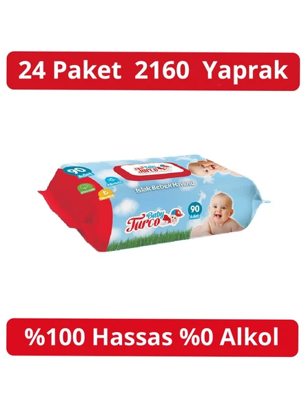 Baby Turco Klasik 90 Yaprak 24'lü Paket Islak Havlu Mendil ürün görseli 1