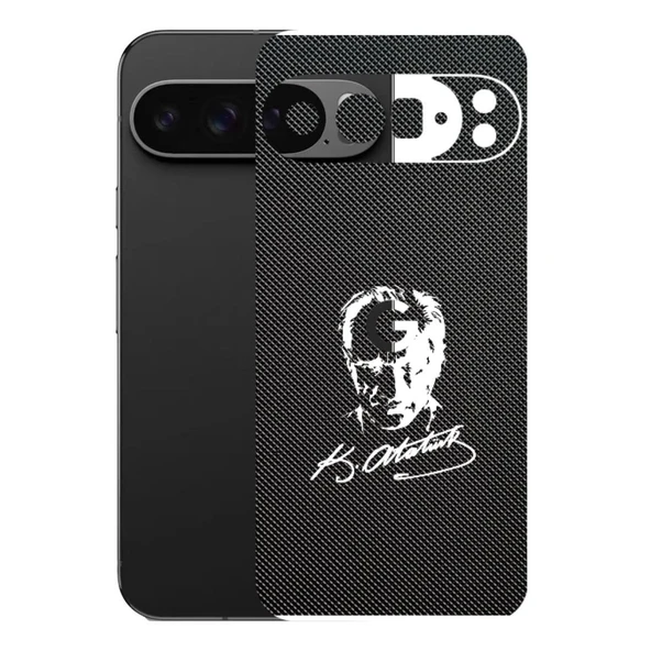 Kapss Google Pixel 10 Pro XL 5G ile Uyumlu Bumper Serisi Premium Arka Kapak Kaplama(Kenarlar Yoktur!)  Atatürk İmzalı Siyah ürün görseli 1