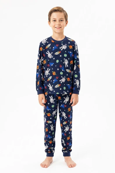 %100 Pamuk Erkek Çocuk Pijama Takımı 8-13 Yaş 12735IS ürün görseli 1