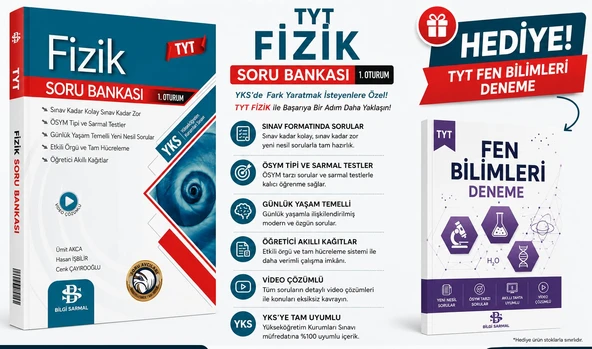 BİLGİ SARMAL 2026 TYT FİZİK SORU BANKASI-TYT FEN BİLİMLERİ DENEME HEDİYELİ!! ürün görseli 1