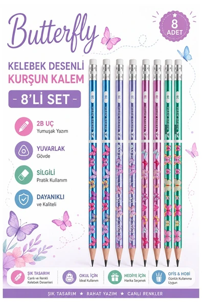 Bisiklet Silgili Kurşun Kalem 8 Adet Faber Castell Yuvarlak Gövdeli Siyah Kurşun Kalem Yumuşak Yazım Kolay Tutuş Kalite ürün görseli 1