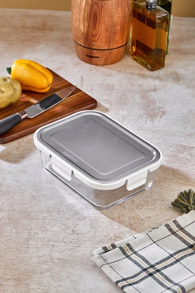 Cooker 1500 ml Paslanmaz Çelik Kapaklı Cam Saklama Kabı CKR3489 ürün görseli 1