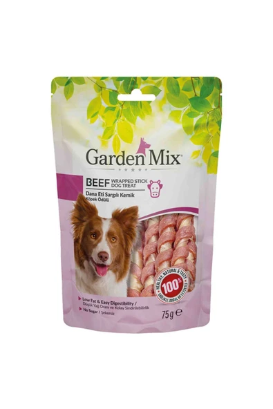 GARDEN MİX DANA ETİ SARGILI KEMİK KÖPEK ÖDÜLÜ 75GR ürün görseli 1