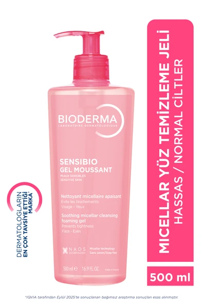 Bioderma Sensibio Foaming Gel Hassas ve Normal Ciltler Durulanan Micellar Yüz Temizleme Jeli 500 ml ürün görseli 1