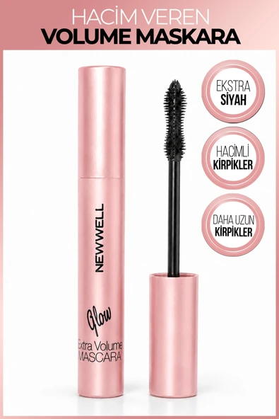 New Well Glow Extra Volume Mascara | Ekstra Hacim Veren Siyah Maskara 8 ml ürün görseli 1
