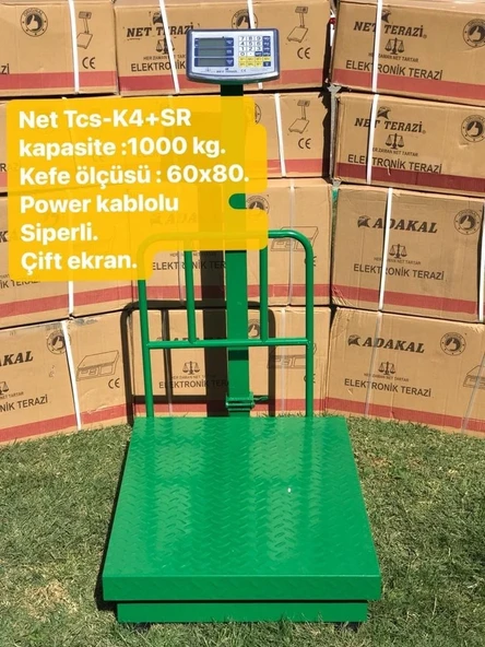 Net Tcs-K4+SR kapasite 1000 kg, kefe ölçüsü 60x80 pewer kablolu siperli çift ekran ürün görseli 1
