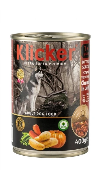 Klicker Biftekli Sebzeli Köpek Konserve 400 Gr ürün görseli 1
