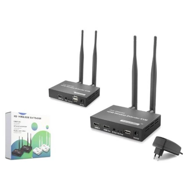 HADRON HDX1443 Kablosuz HDMI KVM Görüntü Aktarım Seti Loop-Out IR 1080p 300 m Siyah ürün görseli 1