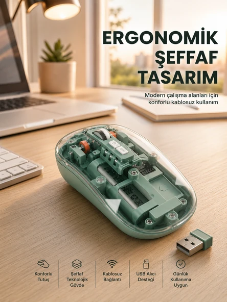 Bluetooth ve 2.4G USB Destekli Pilli Kablosuz faf Mouse Yeni Nesil ürün görseli 1