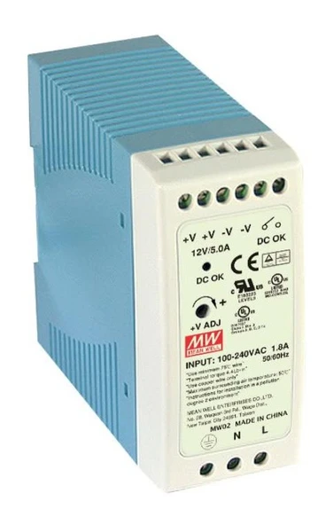 Meanwell MDR-60-24 Ray Tipi Montaj Güç Kaynağı 24VDC 2.5A ürün görseli 1