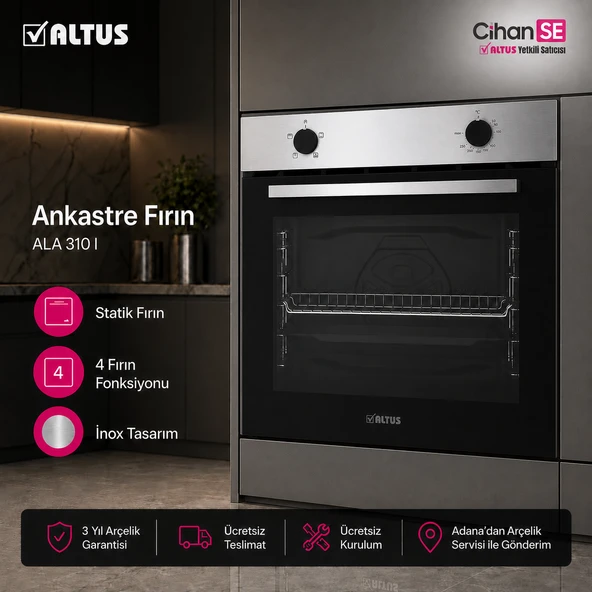 Altus ALA 310 I 4 Fonksiyonlu İnox Ankastre Fırın ürün görseli 1