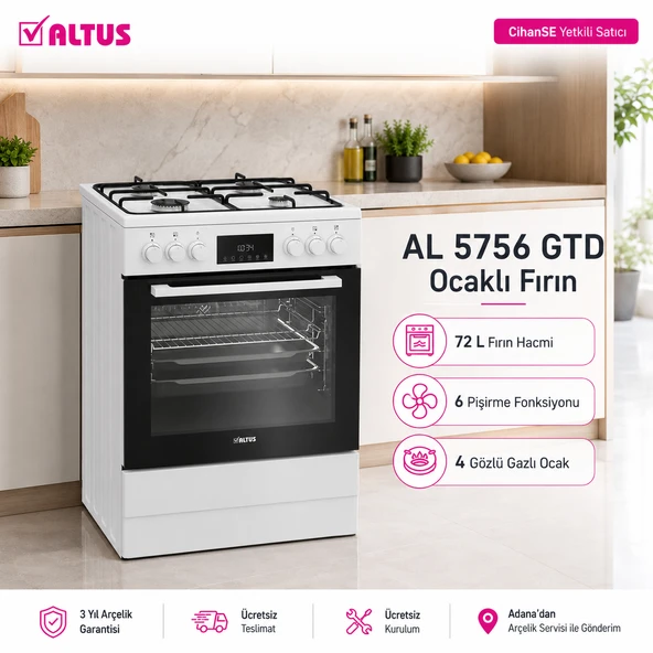 Altus AL-5756 GTD A Enerji %10 Enerji Tasarruflu Fırın ürün görseli 1