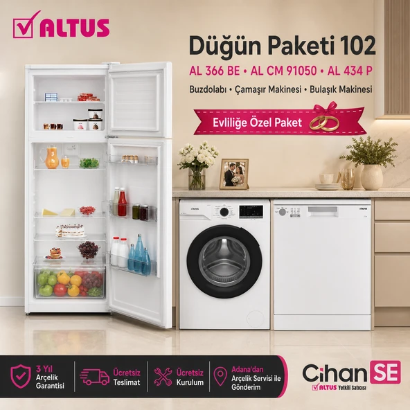 Altus Beyaz eşya Düğün Paketi 102 ( AL 434 P - AL 366 BE - AL 90150 )  2026 Ürünler ürün görseli 1