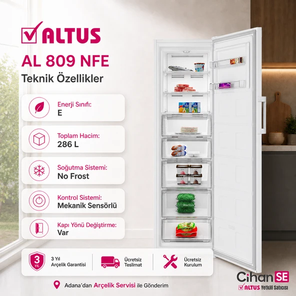 Altus AL-809 NFE No-Frost Yeni E Enerji 8 Çekmeceli Derin Dondurucu ürün görseli 1