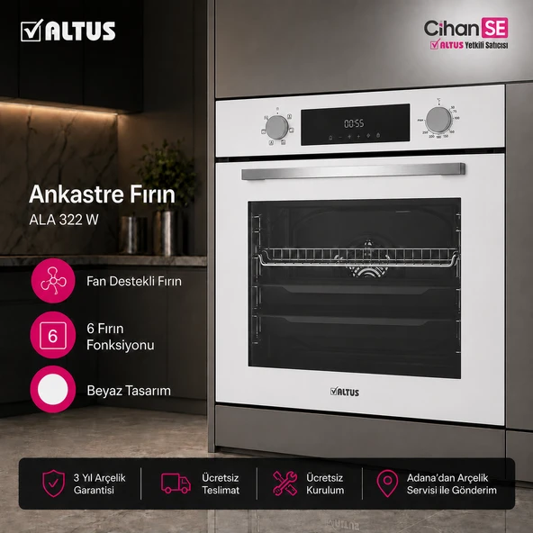 Altus ALA 322 W 7 Fonksiyonlu Beyaz Ankastre Fırın ürün görseli 1
