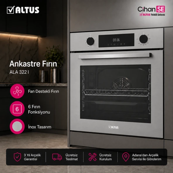 Altus ALA 322 I 7 Fonksiyonlu İnox Ankastre Fırın ürün görseli 1
