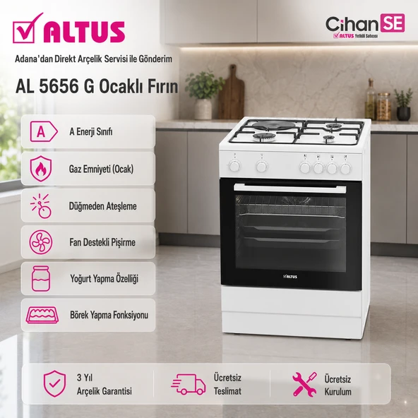 Altus AL-5656 G A Enerji 3 Gözü Gazlı 1 Göz Elektrikli Turbo Fırın ürün görseli 1