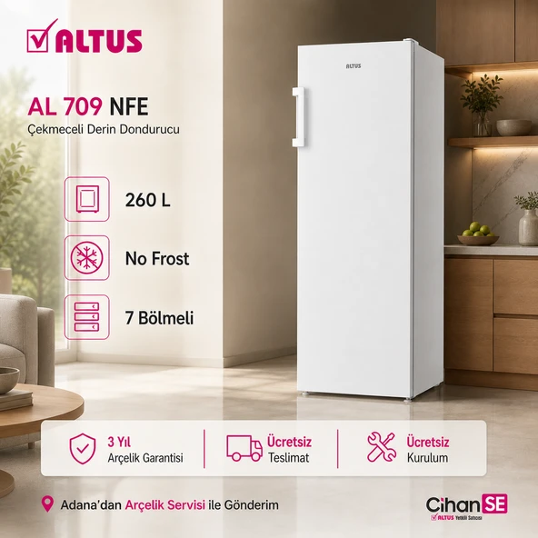 Altus AL-709 NFE Yeni E Enerji No-Frost 7 Çekmeceli Derin Dondurucu ürün görseli 1