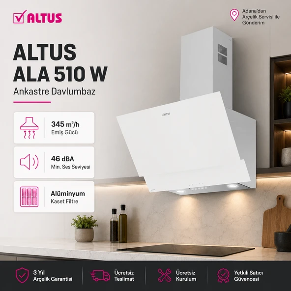 Altus ALA-510 W Beyaz 60 Cm Davlumbaz ürün görseli 1