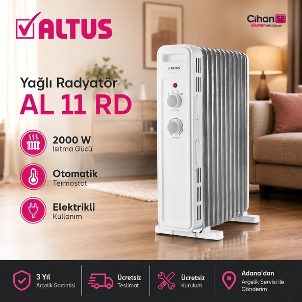 Altus AL 11 RD 2300 W 11 Dilim Beyaz Yağlı Radyatör ürün görseli 1