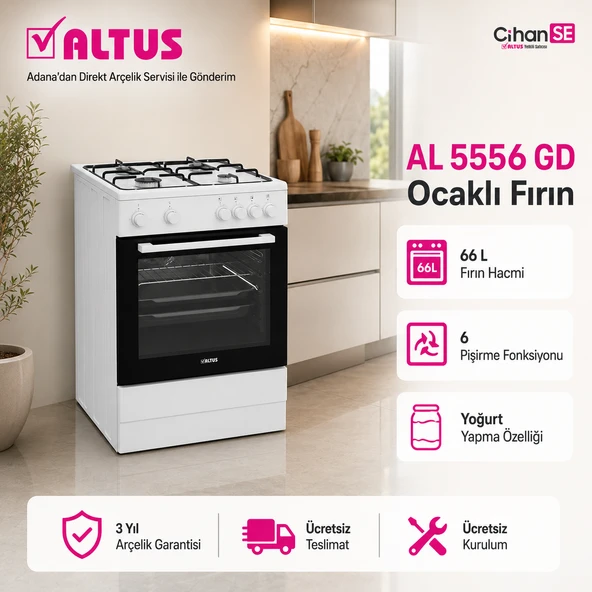 Altus AL-5556 GD A Enerji 4 Gözü Doğal Gazlı Turbo Fırın ürün görseli 1