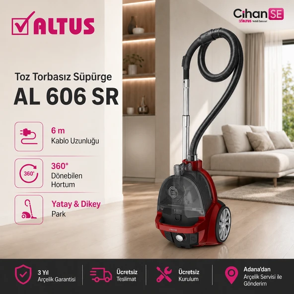 Altus AL-606 SR Mavi 890 w Hepa Filtre Toz Torbasız Süpürge ürün görseli 1