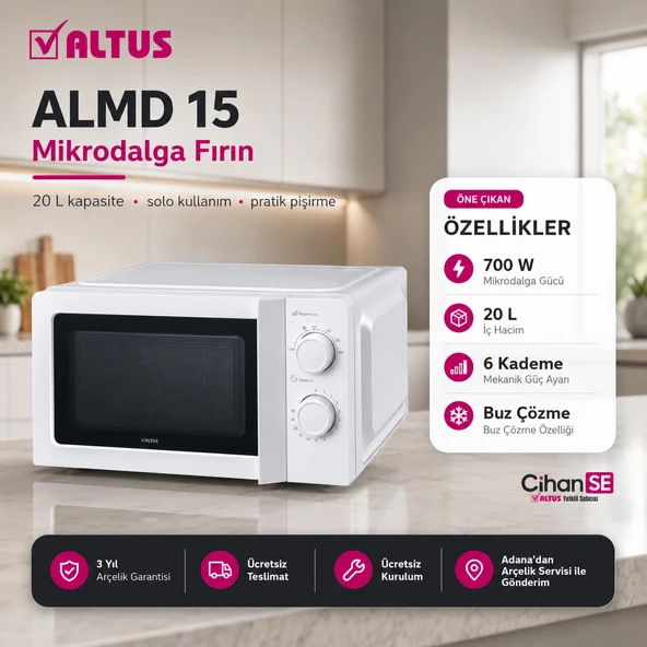 Altus ALMD-15 Mikrodalga Fırın 20 Litre ürün görseli 1